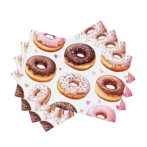 BoltPack Sweet Delicious Platzsets mit Donut-Druck, hitzebeständig, für Esszimmer, Zuhause, Urlaub, Party, Dekoration, 4 Stück von Boltpack