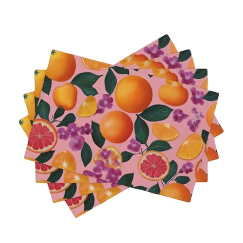 BoltPack Tischsets mit Blumen- und Obstdruck, hitzebeständig, für Esszimmer, Zuhause, Urlaub, Party, Dekoration, 4 Stück von Boltpack