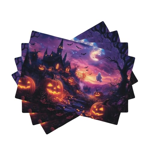 BoltPack Tischsets mit Halloween-Geisterdruck, hitzebeständig, 30,5 x 45,7 cm, für Esszimmer, Zuhause, Urlaub, Party, Dekoration, 4 Stück von Boltpack