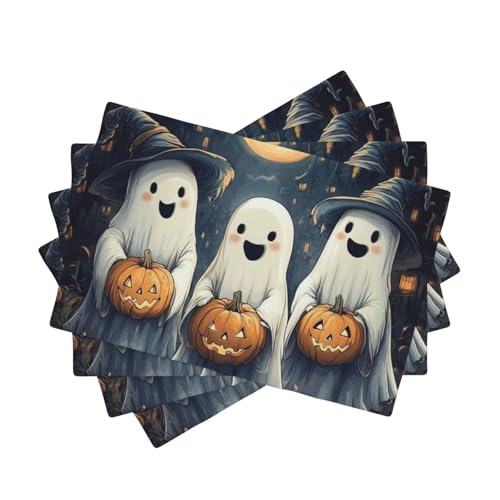 BoltPack Tischsets mit Halloween-Geisterdruck, hitzebeständig, 30,5 x 45,7 cm, für Esszimmer, Zuhause, Urlaub, Party, Dekoration, 4 Stück von Boltpack