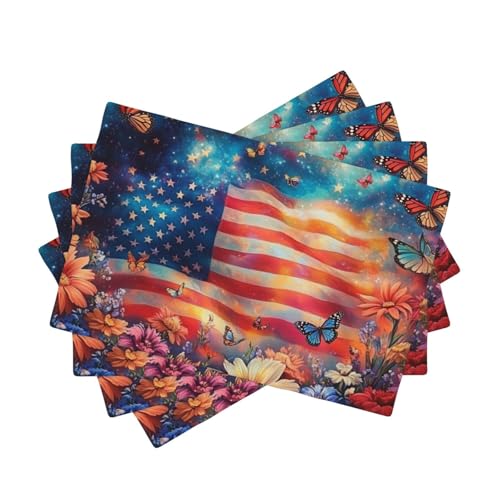 BoltPack Tischsets mit amerikanischer Flagge, 30,5 x 45,7 cm, hitzebeständig, für Esszimmer, Zuhause, Urlaub, Party, Dekoration, 4 Stück von Boltpack