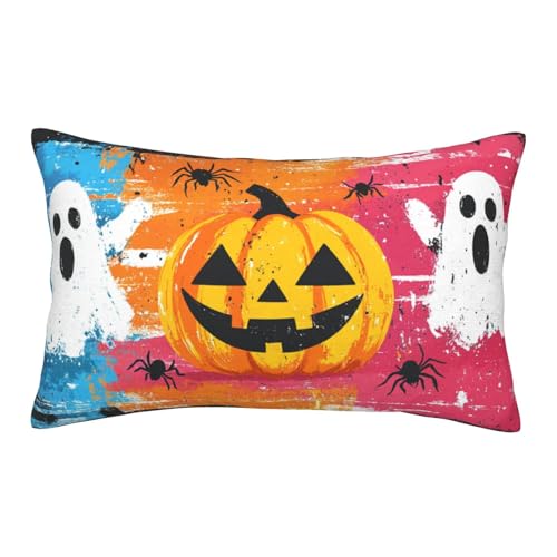 Boltpack Kissenbezug mit Halloween-Geister-Kürbis-Druck, weicher Lendenkissenbezug für Bett, Nickerchen, Sofakissen, Schlafzimmer, Heimtextilien Boltpack Kissenbezug mit Halloween-Geister-Kürbis-Druck, weicher Lendenkissenbezug für Bett, Nickerchen, Sofakissen, Schlafzimmer, Heimtextilien von Boltpack