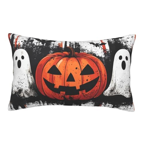 Boltpack Kissenbezug mit Halloween-Geister-Kürbis-Druck, weicher Lendenkissenbezug für Bett, Nickerchen, Sofakissen, Schlafzimmer, Heimtextilien Boltpack Kissenbezug mit Halloween-Geister-Kürbis-Druck, weicher Lendenkissenbezug für Bett, Nickerchen, Sofakissen, Schlafzimmer, Heimtextilien von Boltpack