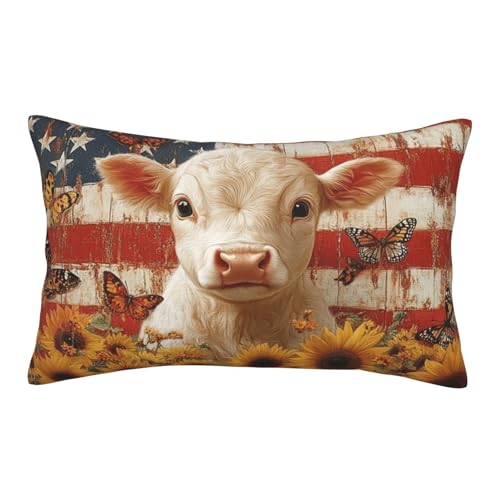 Boltpack Kissenbezug mit amerikanischer Flagge, Hochlandkuh, weicher Lendenkissenbezug für Bett, Nickerchen, Sofakissen, Schlafzimmer, Heimtextilien Boltpack Kissenbezug mit amerikanischer Flagge, Hochlandkuh, weicher Lendenkissenbezug für Bett, Nickerchen, Sofakissen, Schlafzimmer, Heimtextilien von Boltpack