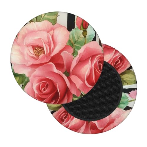 Boltpack Schonbezug für runde Barhocker, weich, waschbar, 30–35 cm, Blumen-Schwarz gestreift von Boltpack