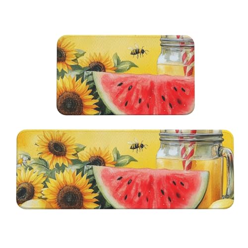 Boltpack Sommer-Küchenteppich-Set, 2-teilig, für Zuhause, Küche, Bodendekoration, rutschfest, waschbar (43 x 120 cm + 43 x 75 cm) von Boltpack