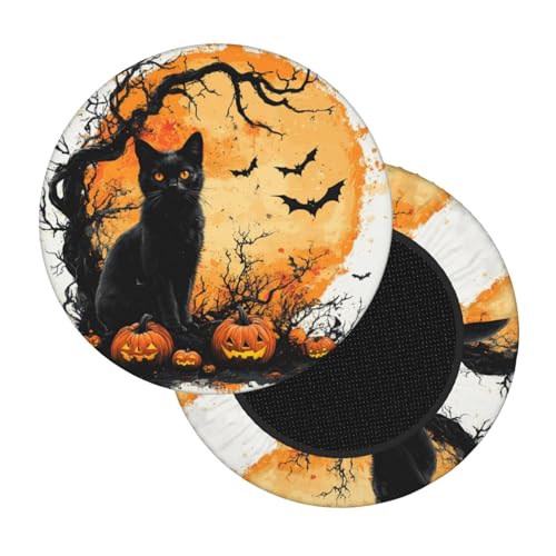 Boltpack Stuhlhussen für runde Hocker, Halloween, weich, waschbar, rund, für Barhocker, Kissen, 30–35 cm, Schwarz Boltpack Stuhlhussen für runde Hocker, Halloween, weich, waschbar, rund, für Barhocker, Kissen, 30–35 cm, Schwarz von Boltpack