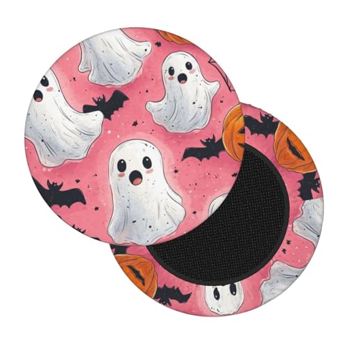 Boltpack Stuhlhussen mit Halloween-Geister-Kürbis-Druck, rund, weich, waschbar, rund, Barhocker, Kissen, Schonbezug, 30–35 cm von Boltpack