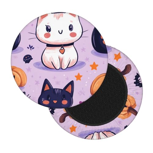 Boltpack Stuhlhussen mit Halloween-Katzen-Druck, weich, waschbar, rund, Barhocker, Kissen, Schonbezug, 30–35 cm Boltpack Stuhlhussen mit Halloween-Katzen-Druck, weich, waschbar, rund, Barhocker, Kissen, Schonbezug, 30–35 cm von Boltpack