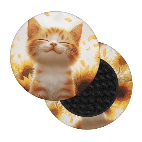 Boltpack Stuhlhussen mit Katzen-Sonnenblumen-Druck, weich, waschbar, für runde Barhocker, Kissen, Schonbezug, 30–35 cm Boltpack Stuhlhussen mit Katzen-Sonnenblumen-Druck, weich, waschbar, für runde Barhocker, Kissen, Schonbezug, 30–35 cm von Boltpack