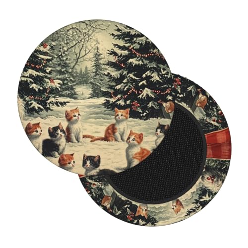 Boltpack Stuhlhussen mit weihnachtlichem Katzendruck, weich, waschbar, rund, Barhocker, Kissen, Schonbezug, 30–35 cm von Boltpack