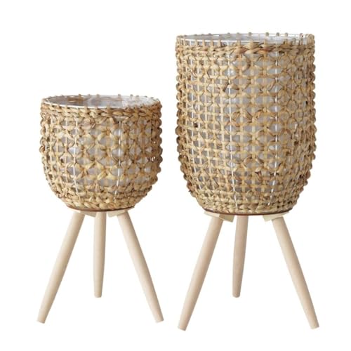 Geflochtene Blumenständer LIVELA, 2er-Set, Holzbeine Geflochtene Blumenständer LIVELA, 2er-Set, Holzbeine von Boltze Home