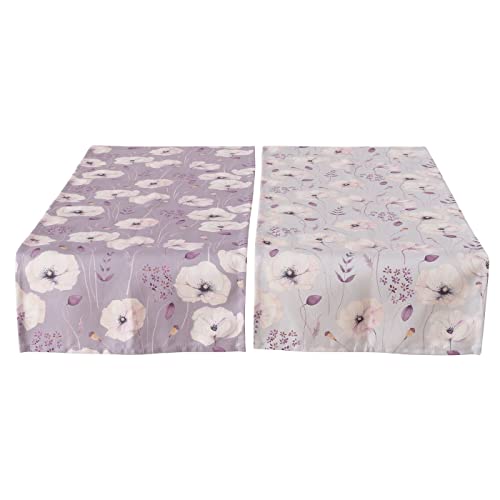 1 x Tischläufer Sarah Polyester beige grau lila Länge 140 cm, Tischdeko, Floral von BOLTZE