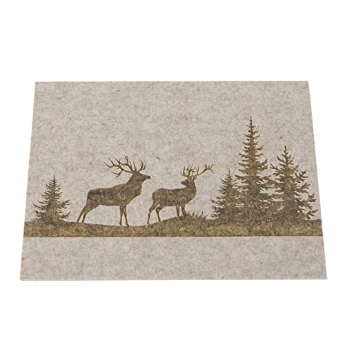 4 x Tischset Platzset Hirsch Ludwig Filz beige Länge 45 cm Tischdekoration Winter Weihnachten von BOLTZE