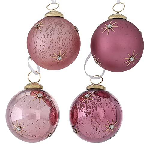 4tlg. Weihnachtskugel Merry Berry Beere rosa Gold D8cm Deko Weihnachten (4 Motive) von BOLTZE