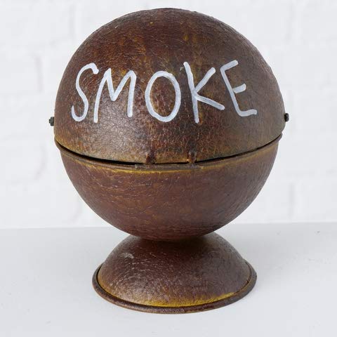 Aschenbecher kugelförmig Smoke Sturmaschenbecher Eisen braun H 16 cm von BOLTZE
