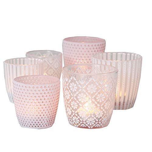 B.o.l.t.z.e Windlicht Patty 6er Set rosa Höhe 7-9cm von BOLTZE