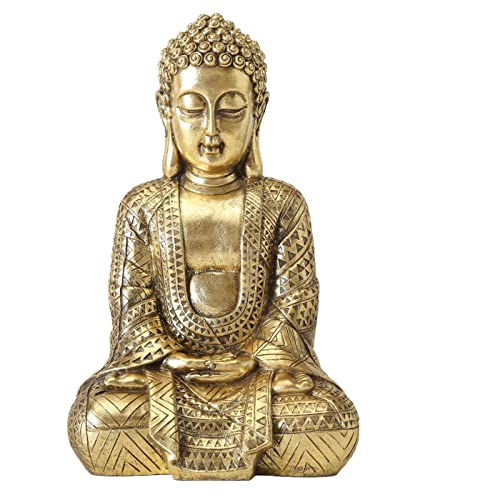 Boltze 1013249 Jarven Buddha Figur, Kunstharz, Gold, 70cm von BOLTZE