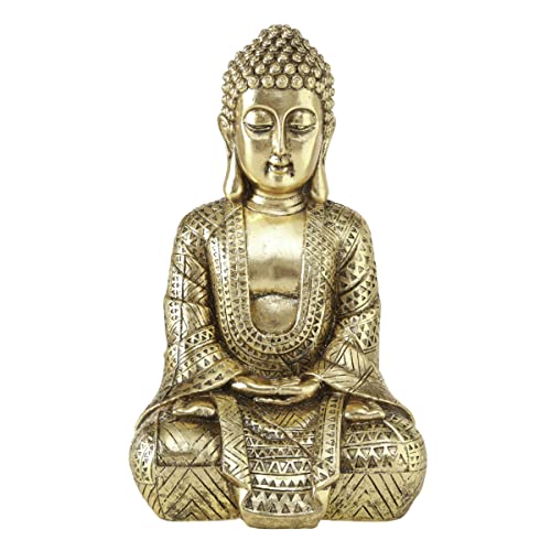 Boltze Buddha Figur sitzend (Höhe 30 cm, Statue aus Kunstharz gold, Feng-Shui Deko, Dekoration / Geschenkidee, für Innen- / Außenbereich) 1016132 von BOLTZE