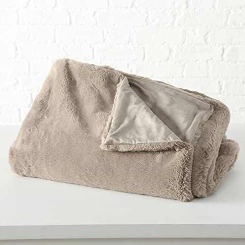 Boltze Decke Storan (Größe 150x200 cm, Farbe beige, Kuscheldecke aus Polyester, ideal für kalte Winterabende, Fell-Optik) 1015378 von BOLTZE