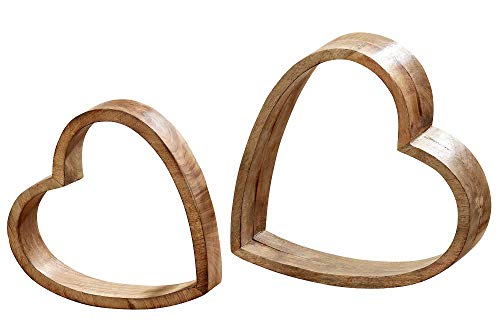 Boltze Deko-Herz 2er Set Mangoholz. rustikal. 28cm braun von BOLTZE