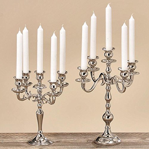 Kerzenleuchter Varas Silber 35cm Kerzenhalter Kerzenständer silberner Kandelaber von BOLTZE