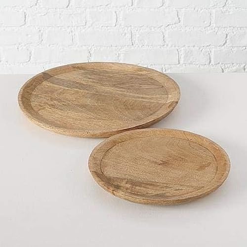 Boltze Teller Maino (2er Set, Serviertablett aus Mango Holz, 26-35 cm, Holzteller für Dekoration, Tischdekoration, schöne Holzmaserung, Dekoschale) 1007975 von BOLTZE