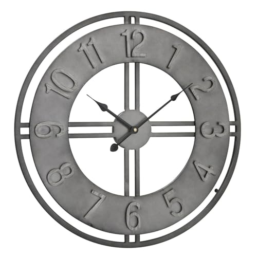 Boltze Uhr Pioneer D50cm Natur Eisen 1xAA, 1,5V, Nicht enthalten von BOLTZE