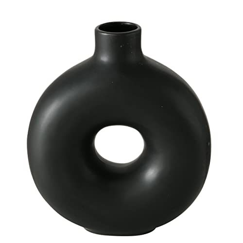 Boltze Vasen Set Lanyo (Farbe schwarz, Blumenvase aus Keramik, runde Form, Maße 17x7x20 cm, Deko-Vase) 2010842 von BOLTZE