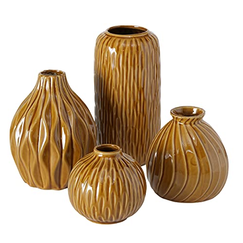 4 x Vase Zalina Porzellan braun Höhe 9-19 cm von BOLTZE