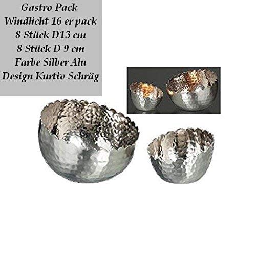 Boltze Windlicht Gastro Pack 16 Set Silber Alu Kurtiv Schräg Saison Ganz Jahres Design Handarbeit von BOLTZE