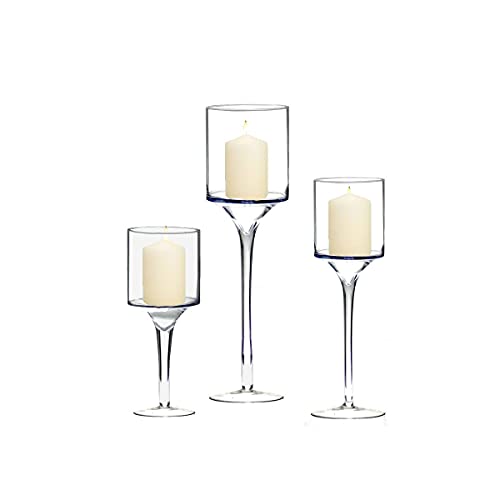 Boltze Windlicht Set Arosa 3-teilig (Deko-Gläser für Kerzen, Weihnachtsdekoration, Kerzenständer Höhen 30 cm, 40 cm, 50 cm, Form rund) 7119100 von BOLTZE