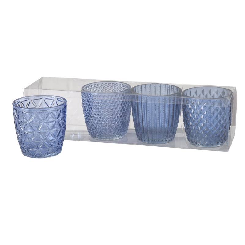 Boltze Windlicht-Set Marilu MARILU ca. H7,5 cm, D7,5 cm in Blau von Boltze