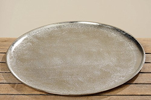 Deko Tablett Aluminium vernickelt Silber Ø 42 cm von BOLTZE