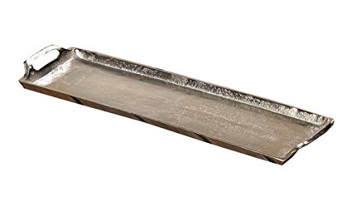 Deko-Tablett Bath mit Griffen Aluminium silber Länge 44 cm Kerzenteller von BOLTZE