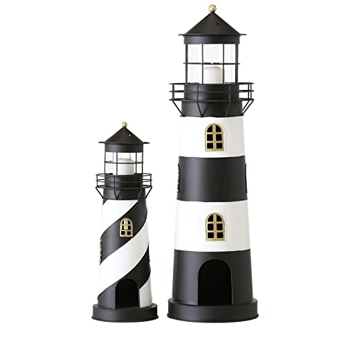 Laterne Faro Windlicht Leuchtturm H 46-73 cm schwarz weiß Metall 2er Set Laterne Faro Windlicht Leuchtturm H 46-73 cm schwarz weiß Metall 2er Set von BOLTZE
