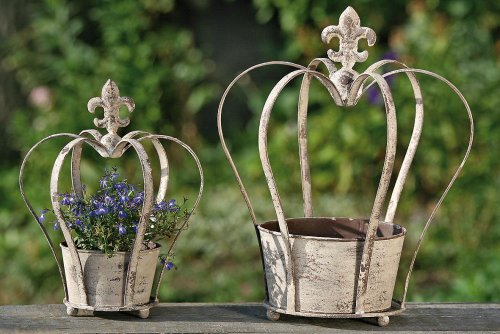 Blumentopf, Pflanztopf, Rankhilfe 2er-Set in Form einer Krone, Höhe ca. 30 cm und 40 cm von BOLTZE