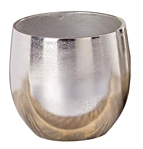 Vase Flaire Übertopf Aluminium Silber Höhe 13-17 cm, Deko, Pflanze, Blumen, Haus, Wohnung (Höhe 13 cm) von BOLTZE