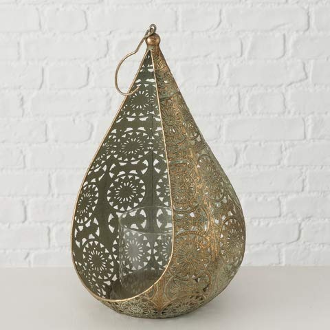 Windlicht Eisen Gold orientalisch Ornament mit Glaseinsatz H 35 cm von BOLTZE