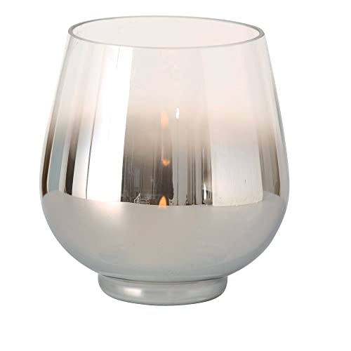 Boltze Windlicht Grazia aus Glas Lackiert Metallic Effekt Rund Kerzenhalter Kerzenglas Klassisch von BOLTZE