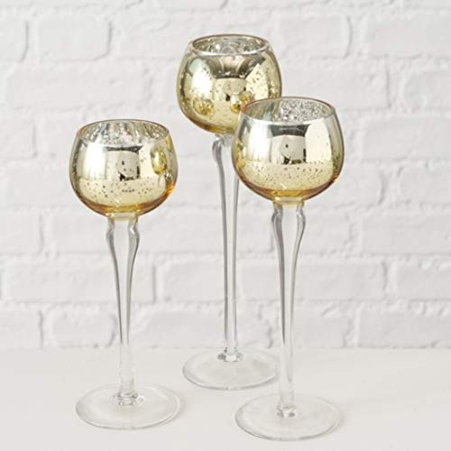 Windlicht Minou Deko Vase Glas lackiert Gold H 18-22 cm 3er Set von BOLTZE