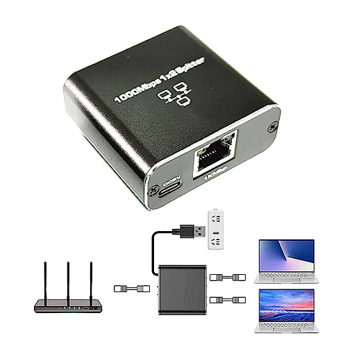B19CS Bolwins LAN Splitter RJ45 Adapter – 1 Buchse auf 2 Buchsen Ethernet Splitter, 1 auf 2 gleichzeitig für CAT 5/CAT 6 LAN Kabel, Netzwerkadapter Extender von Bolwins