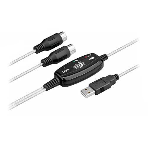 Bolwins B60S Midi-Kabel USB Interface Konverter – 5-polig, 2m für Musik Keyboard, PC und Laptop – Instrumentenkabel für Musikstudio von Bolwins