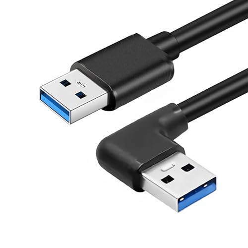 Bolwins F08S USB 3.0 Kabel Adapter – 50 cm Datenkabel USB A auf USB A Stecker, 90° Abgewinkelt Links, Hochgeschwindigkeits-Verbindungskabel von Bolwins