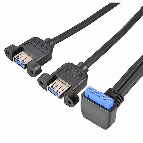 Bolwins F48S 2 Ports USB 3.0 Buchse auf Motherboard 19poliger Pfostenbuchse (nach unten Ellenbogen) 2x USB 3.0 auf 19 Pin Anschluss Verlängerungskabel Adapter Verteiler von Bolwins