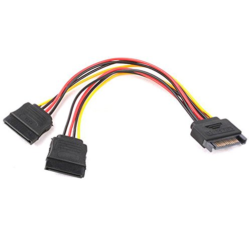 Bolwins K14S SATA Verlängerungskabel 15 Pin auf 2 x SATA Buchse – Y-Stromadapter Splitter für SSD und HDD – Perfekt für Erweiterung von Festplatten – Stromkabel Adapter von Bolwins
