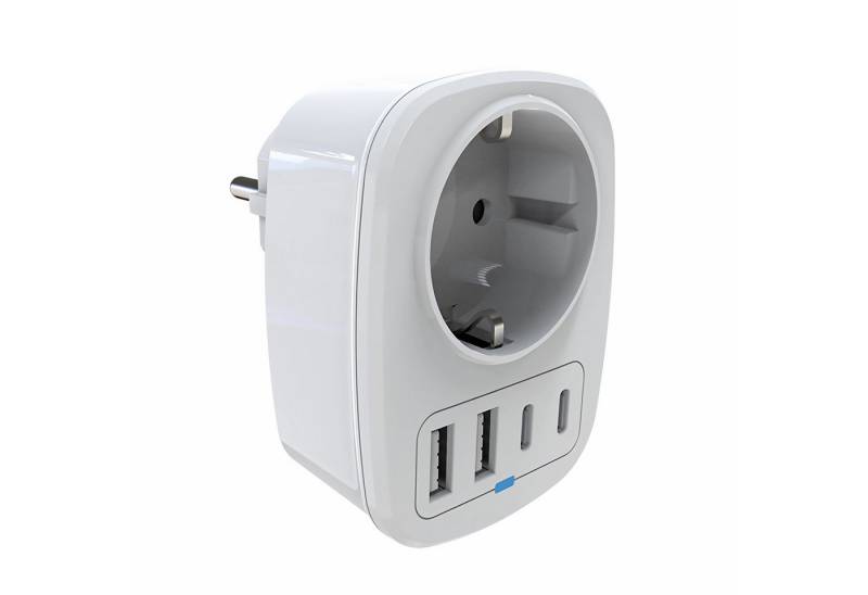 Bolwins L57C EU Steckdose Steckdosenleiste 2x USB A + 2x Typ-C Ladegerät Handy Mehrfachsteckdose von Bolwins