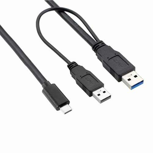 Bolwins O55 USB-C auf USB 3.0 & USB 2.0 Dual Power Datenkabel für Laptop, Externe Festplatte, Schnellladung, Hohe Datenübertragung, Plug-and-Play, Kompatibel mit Tablets, Smartphones, SSD von Bolwins