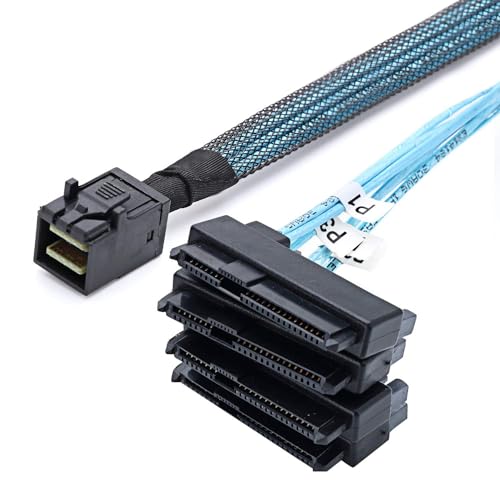 Bolwins P82CS: 1m Mini SAS SFF-8643 auf 4x SFF-8482 & 4x SATA 15pin Splitter Kabel – Festplatten Stromanschluss Bolwins P82CS: 1m Mini SAS SFF-8643 auf 4x SFF-8482 & 4x SATA 15pin Splitter Kabel – Festplatten Stromanschluss von Bolwins