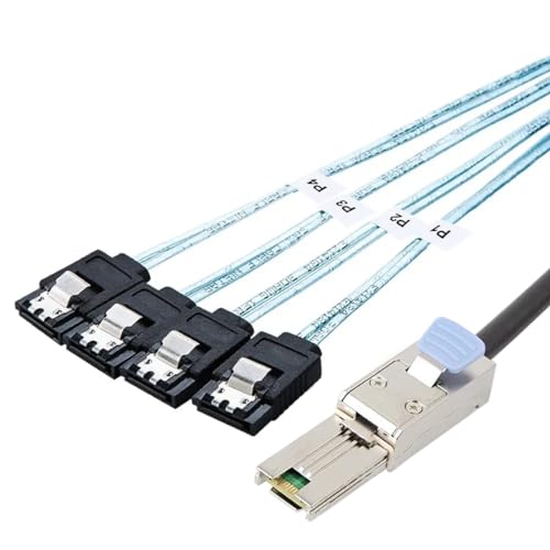 Bolwins P84CS Mini SAS 26P SFF-8088 zu 4 SATA Splitter Kabel, 1m – Mini SAS auf SATA Datenkabel für Festplatten, Verbindung zwischen Mini-SAS-Controller und SATA-Laufwerk von Bolwins